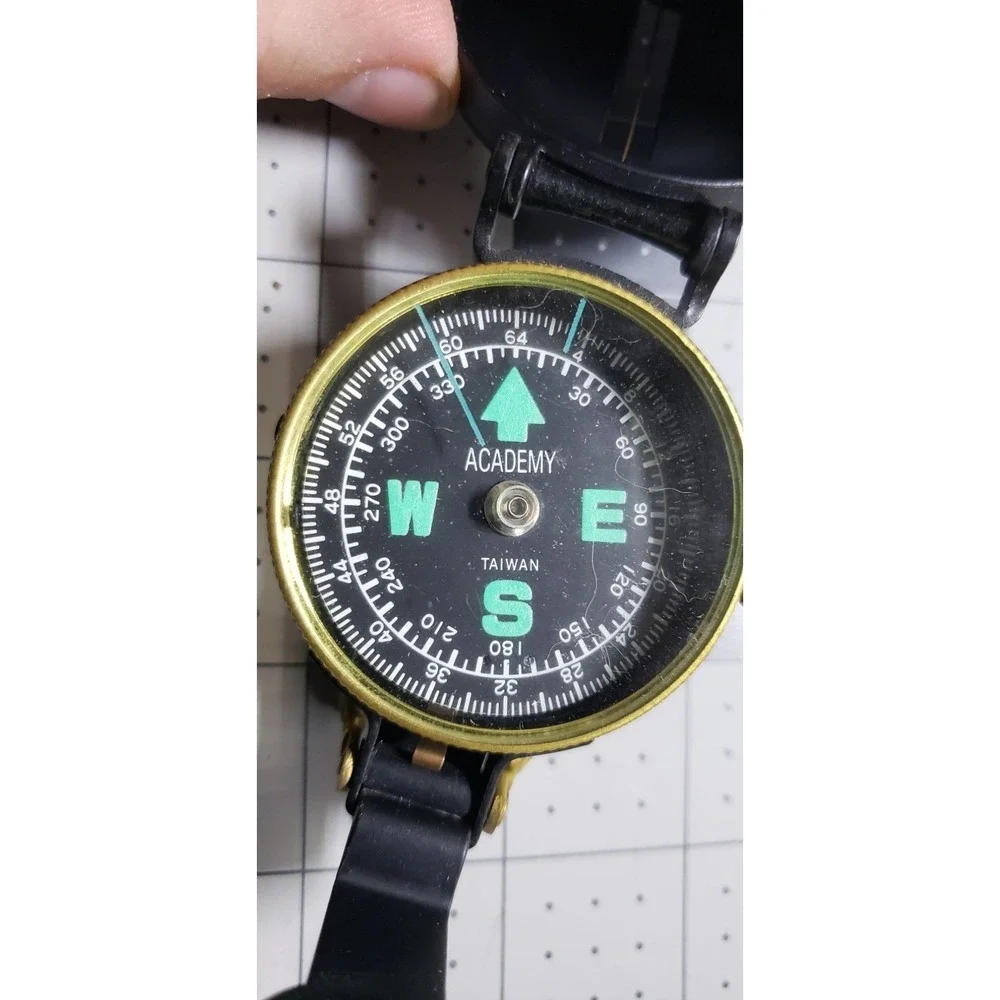 Engineer Academy Lensatic Compass Black Brass, Hiking, Camping, Vintage MCM